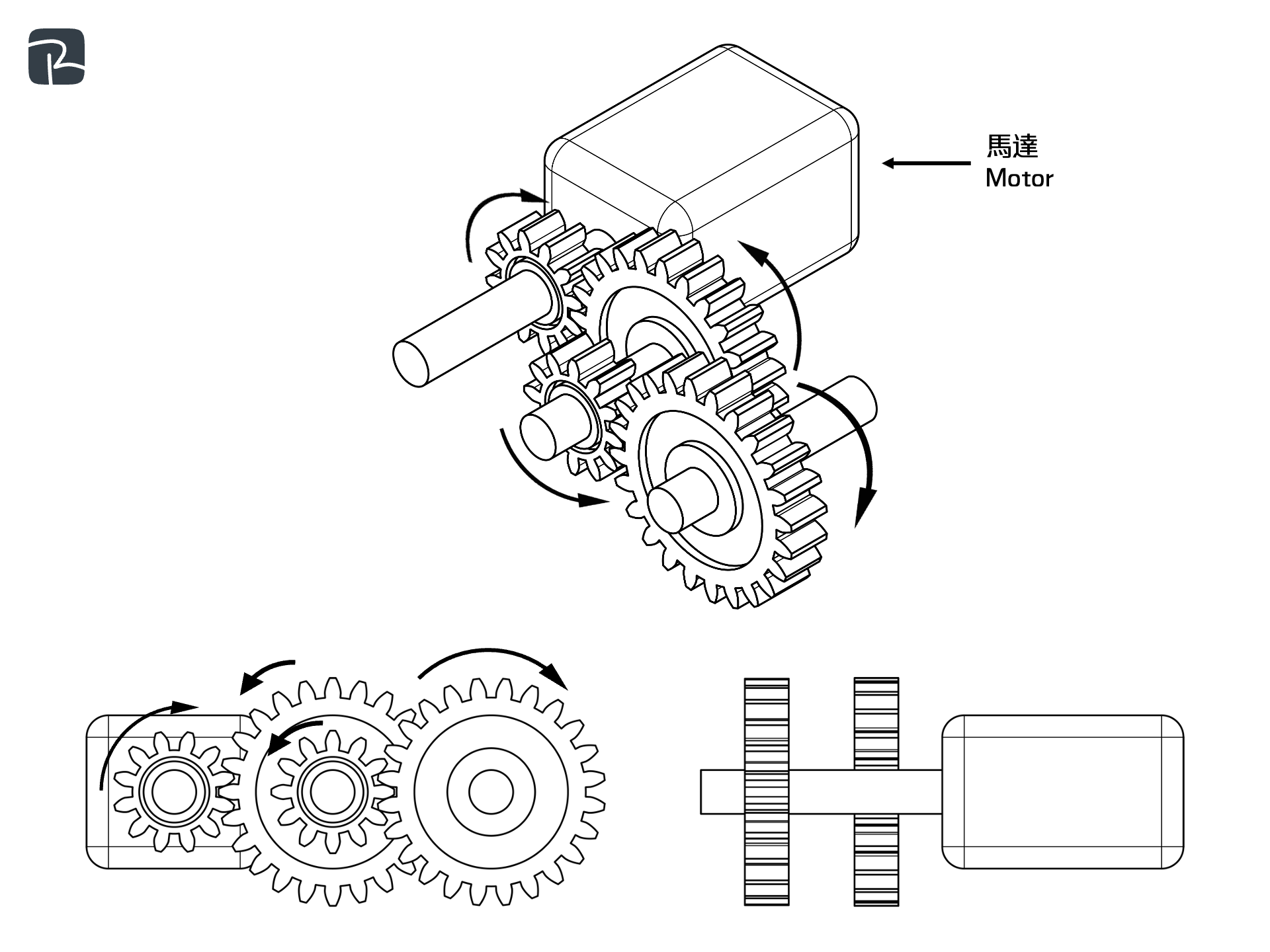 compound gear trains - DAT|機械組織 Mechanisms|S2 科技原理 Technological Principles 複合齒輪系 Compound gear trains